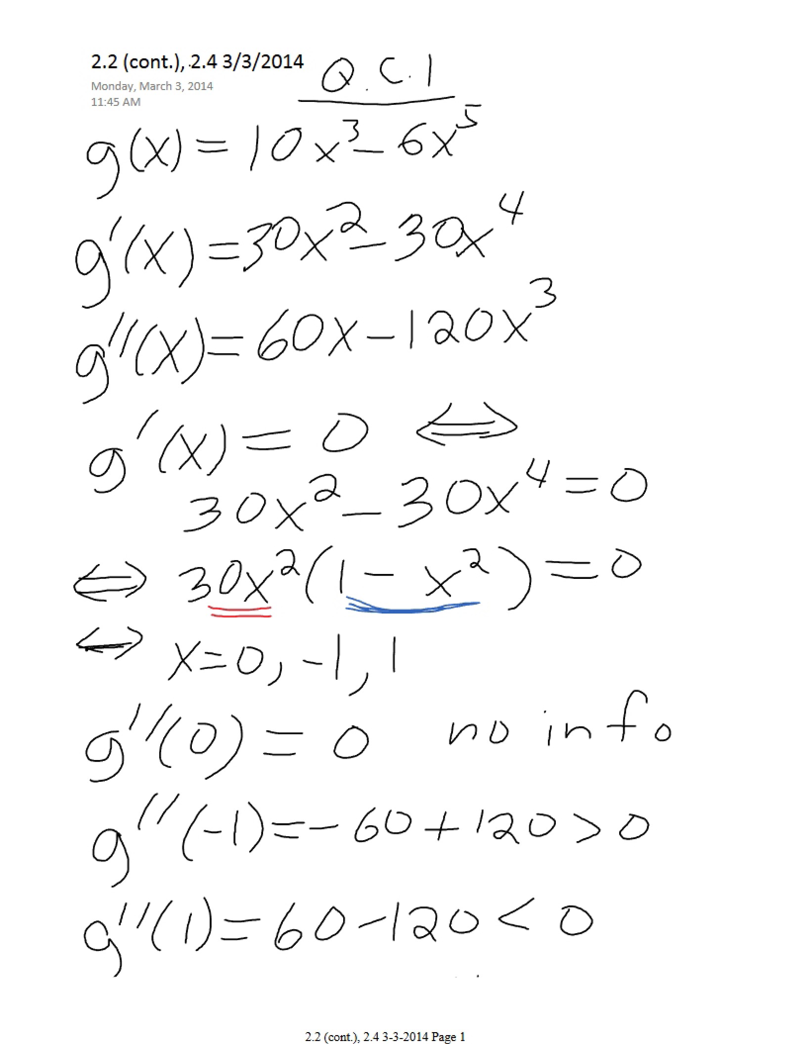 Calculus Notes for Management Sciences