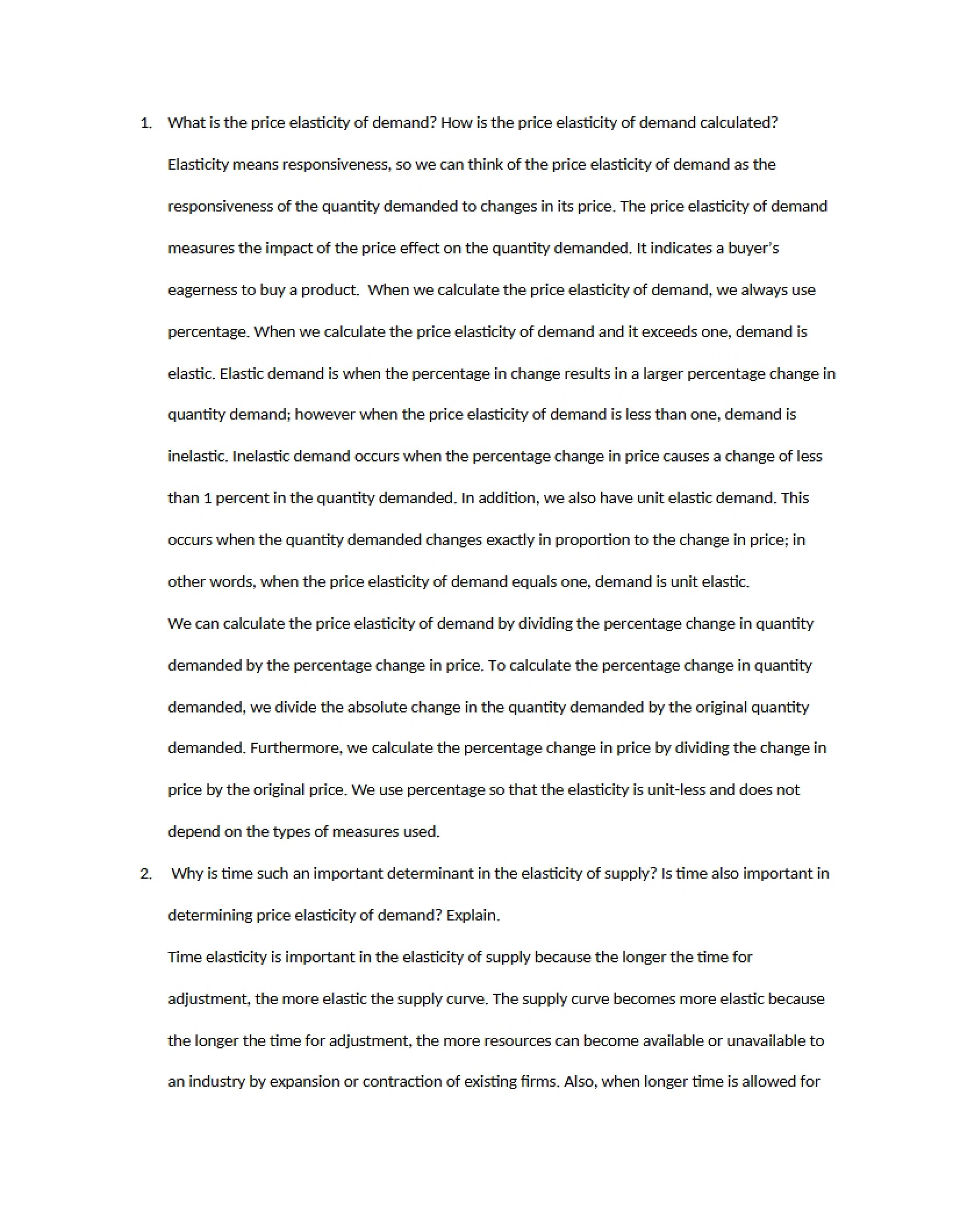 Microeconomic Elasticity