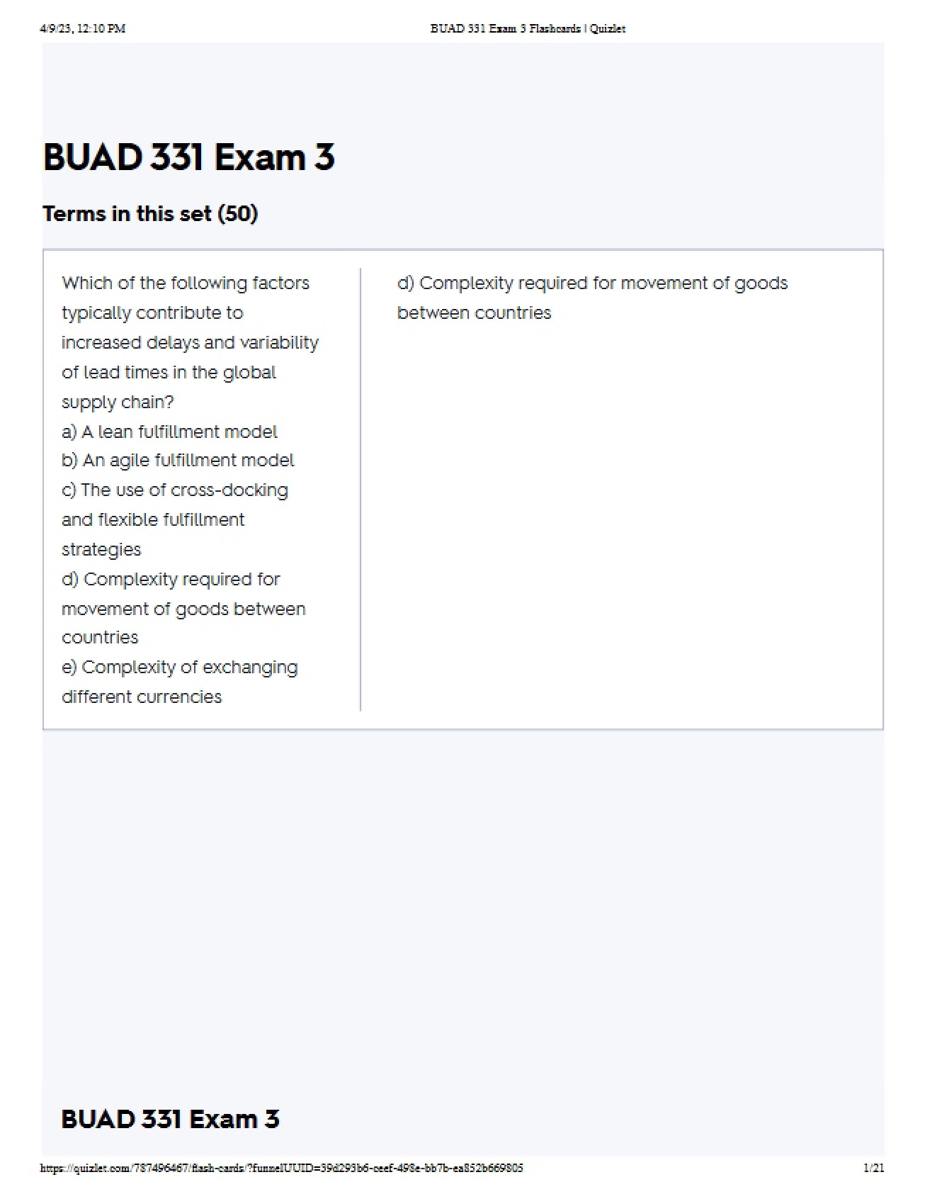 Flashcards for Third Exam