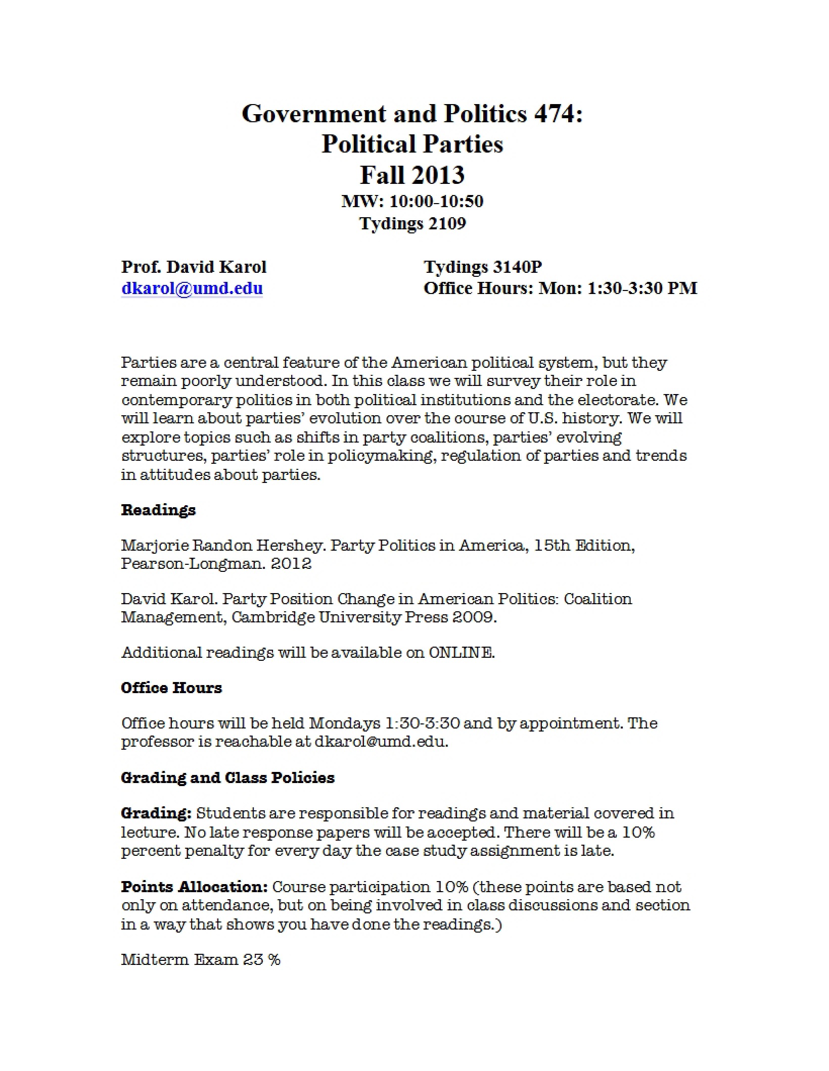 Political Parties Syllabus