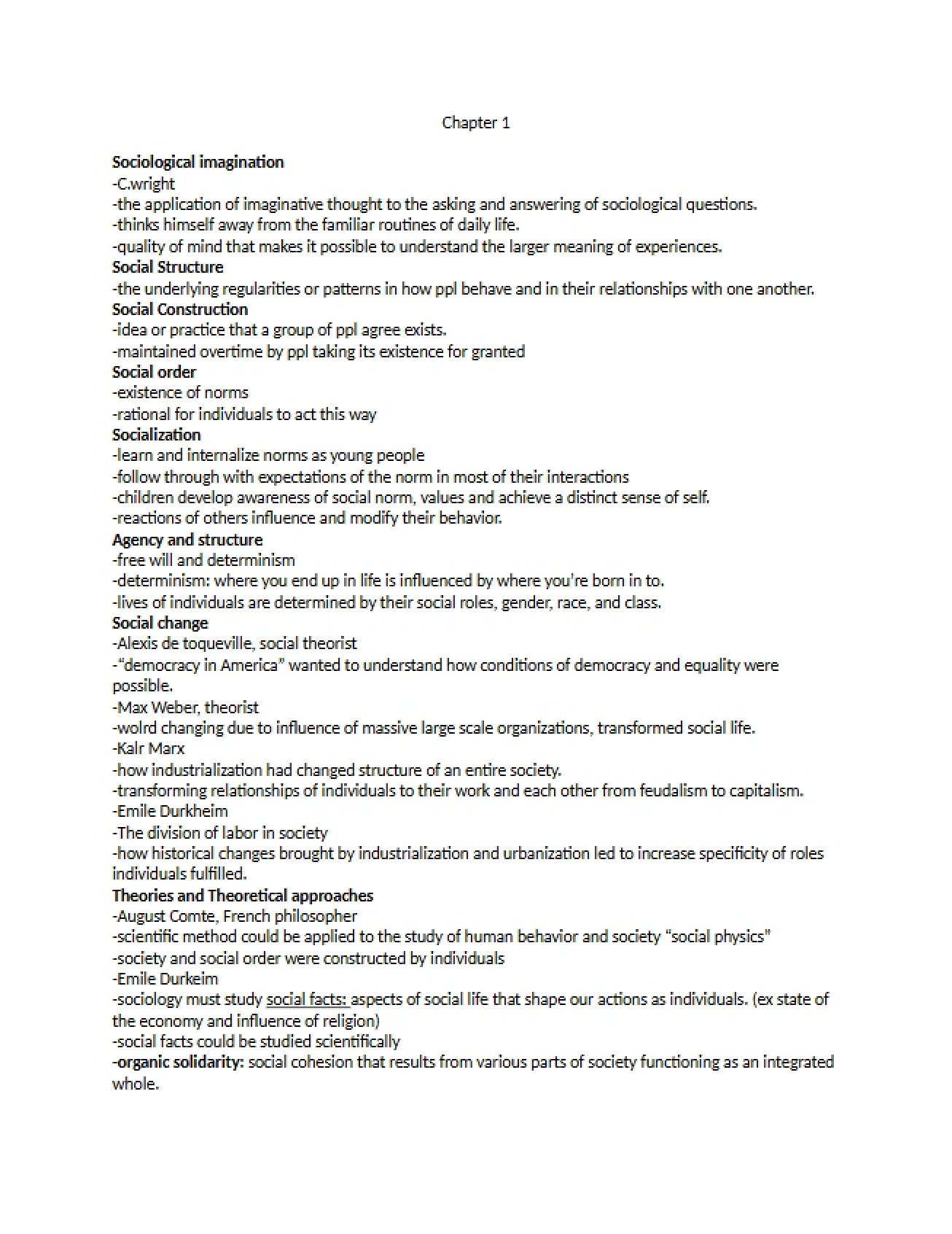 Introduction to Sociology Chapter 1