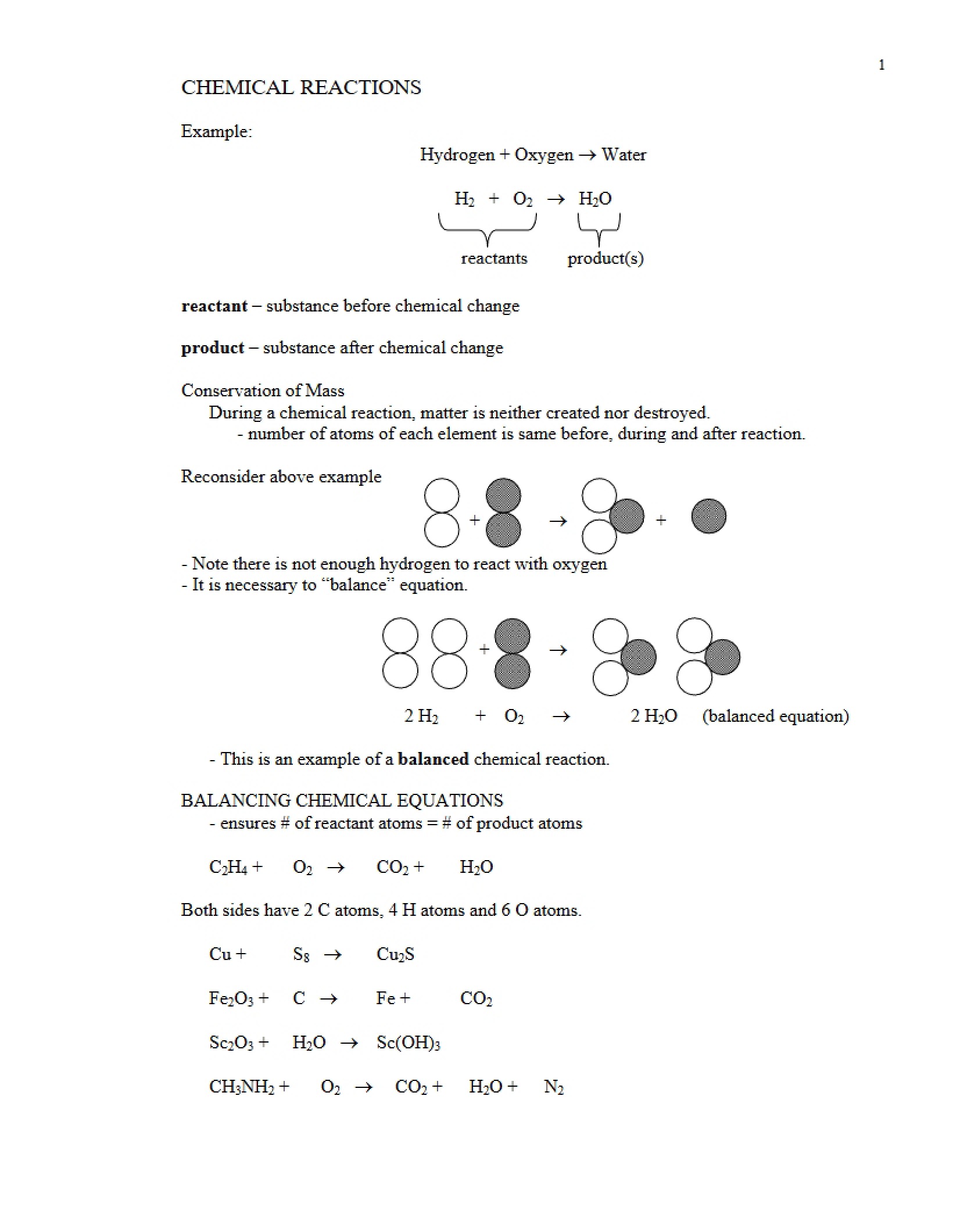 Chemical Reactions Overview