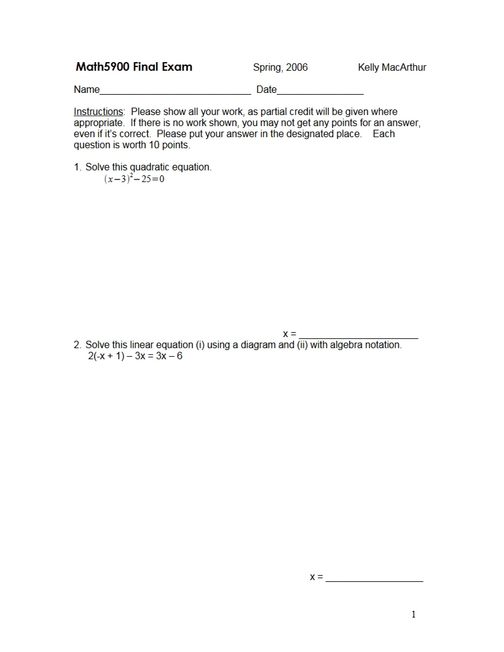 Final Test for Math 5900