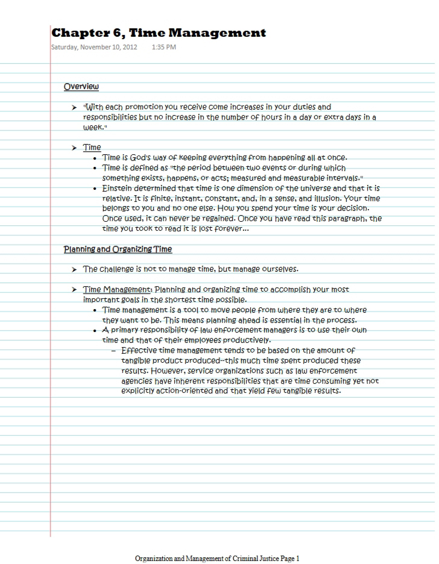 Managing Time Chapter 6