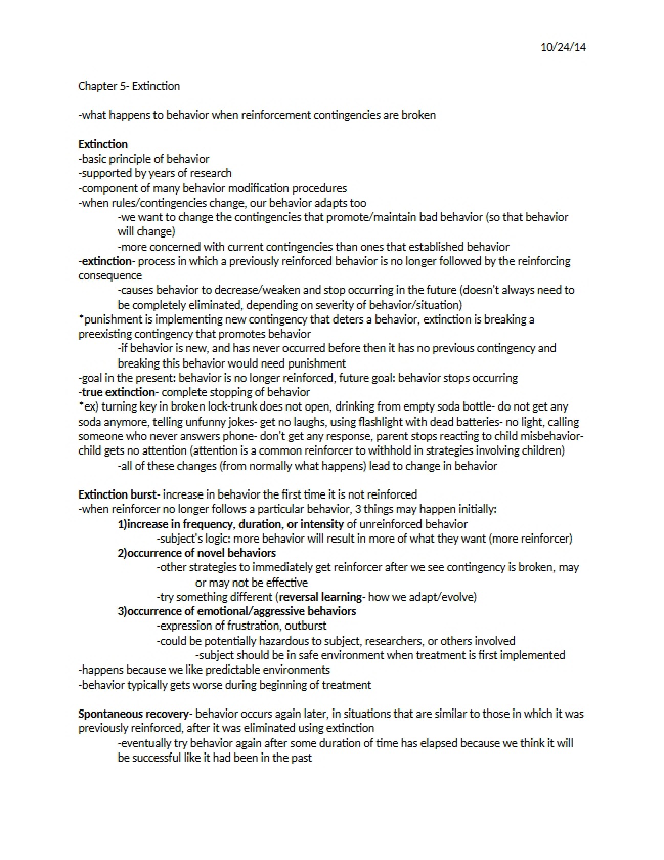 Extinction Principles: Chapter 5