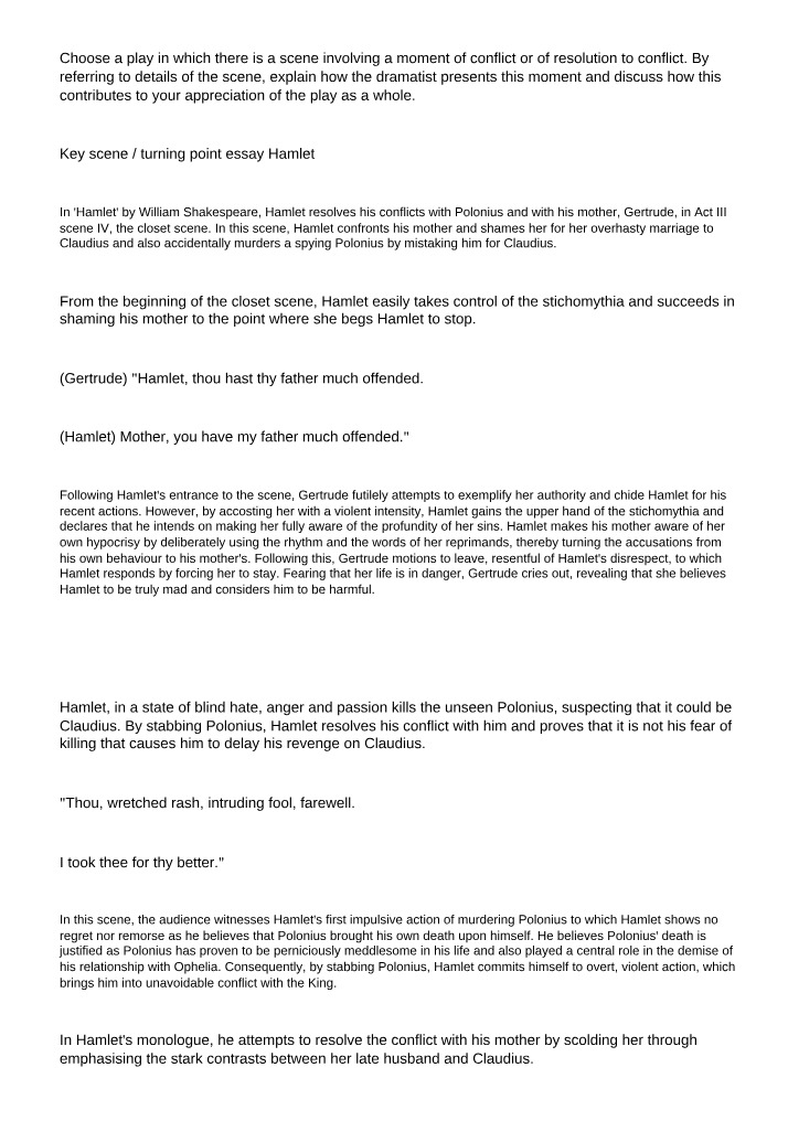 Hamlet's Closet Scene - Analyzing Conflict Resolution
