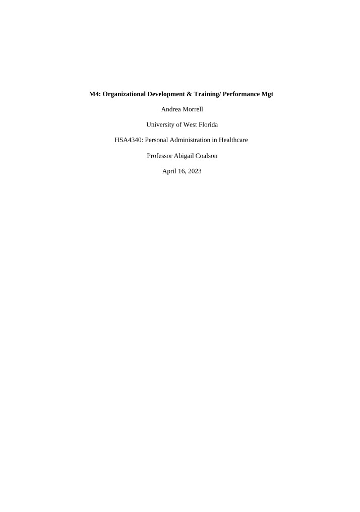 Module 4 - Organizational Development, Training, and Performance Management