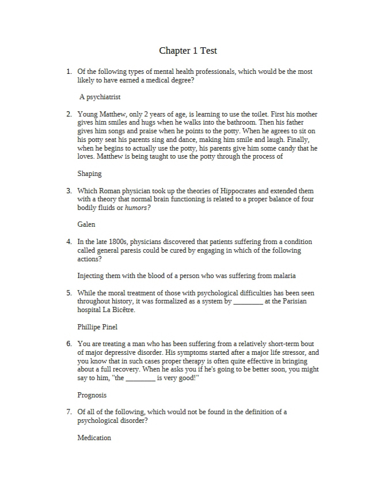 Test on Chapter One