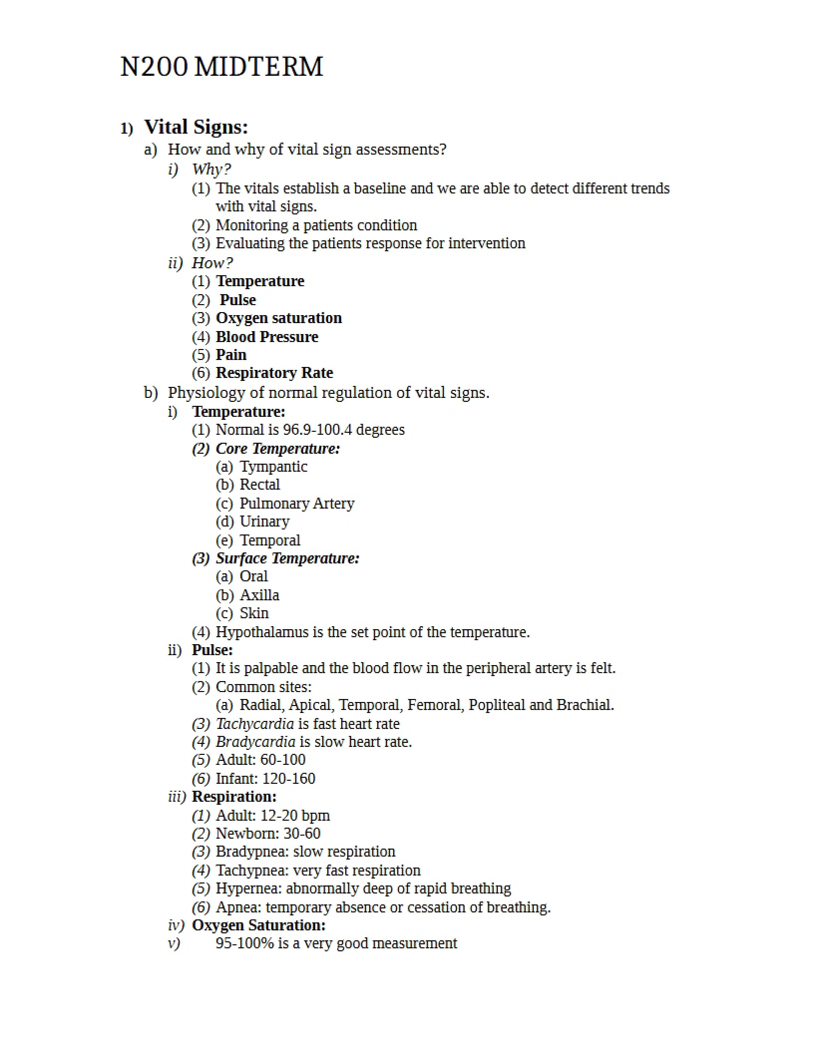 Guide for N200 Midterm