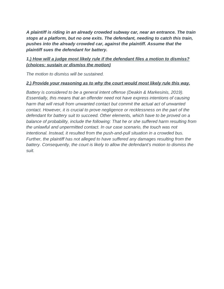 Battery Lawsuits - Will a Judge Dismiss the Motion