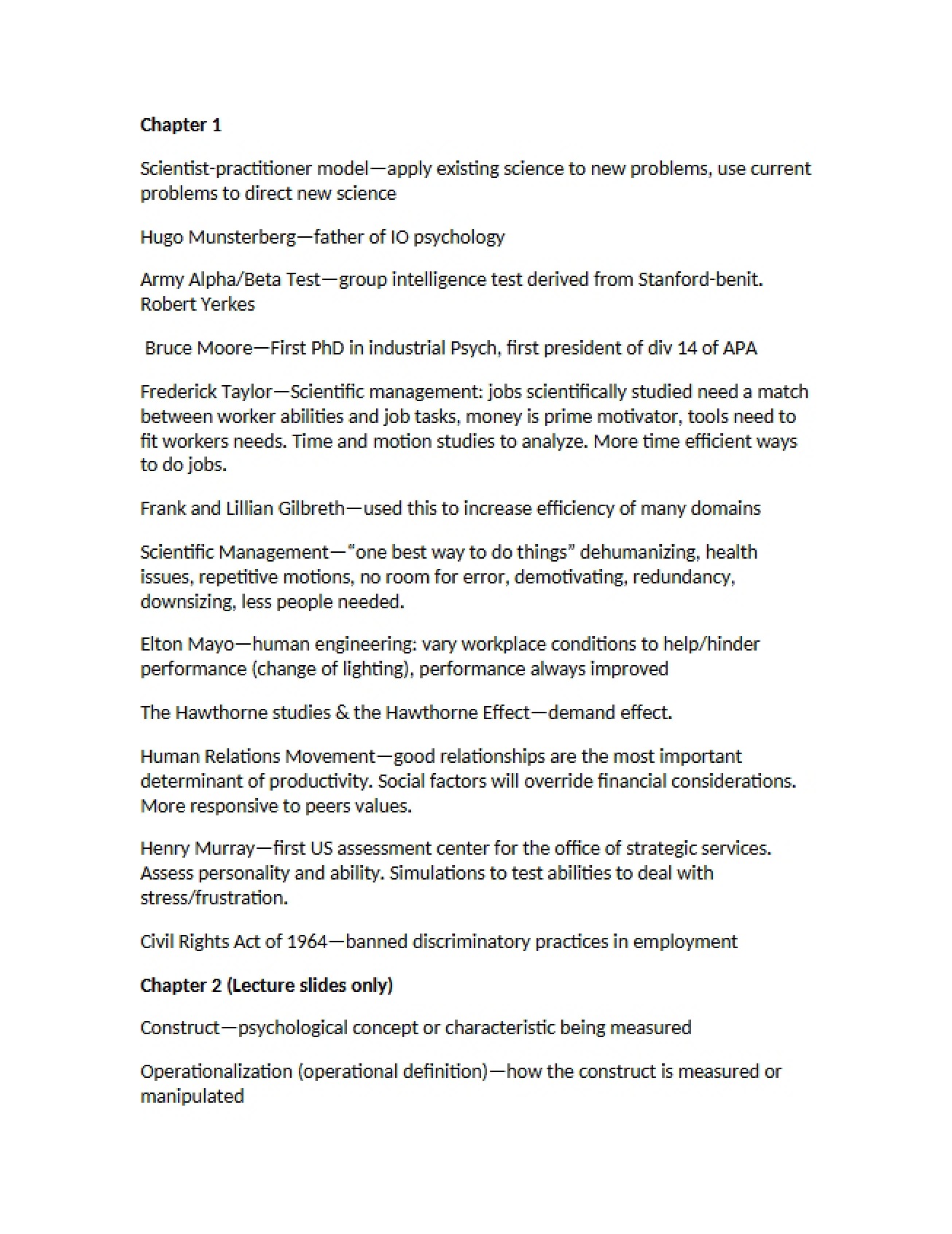 First Chapter Industrial Psychology