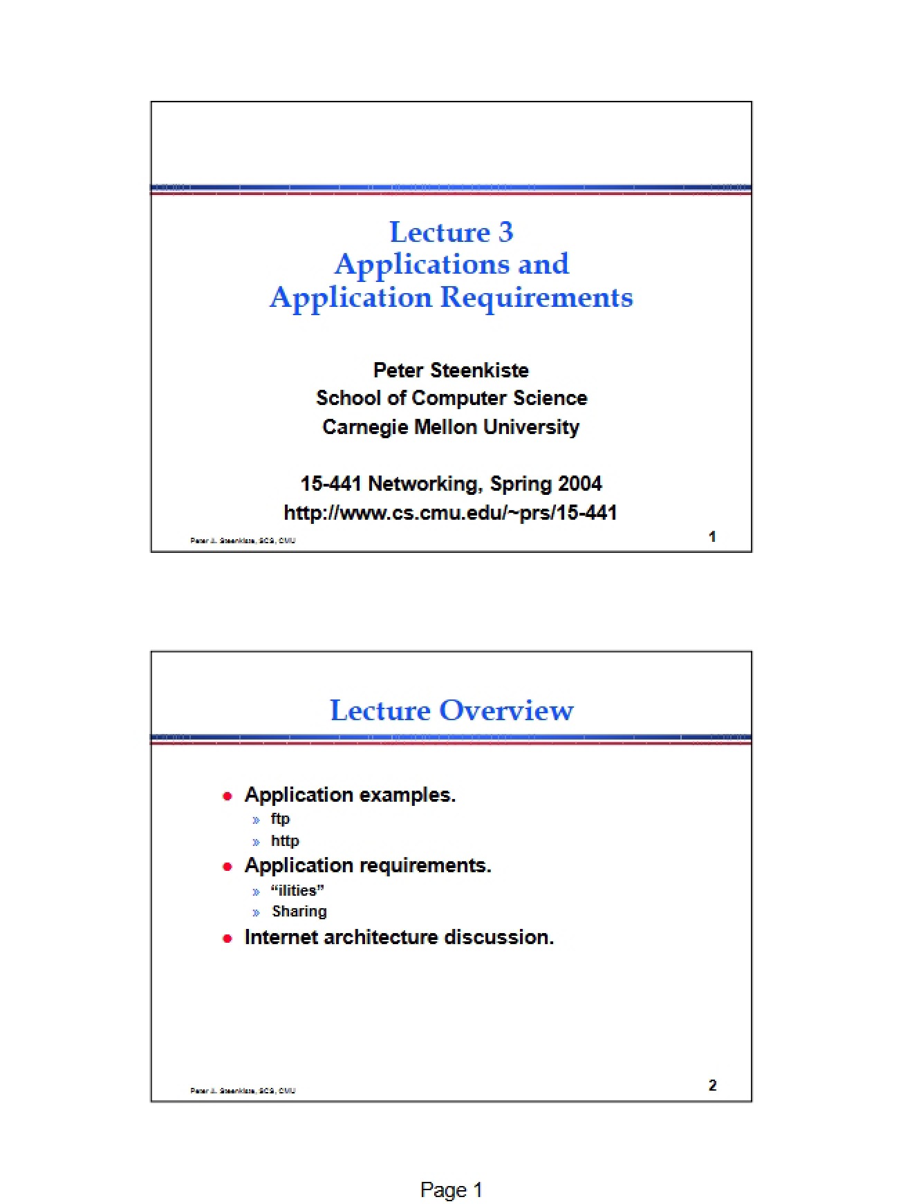 Applications and Requirements Lecture