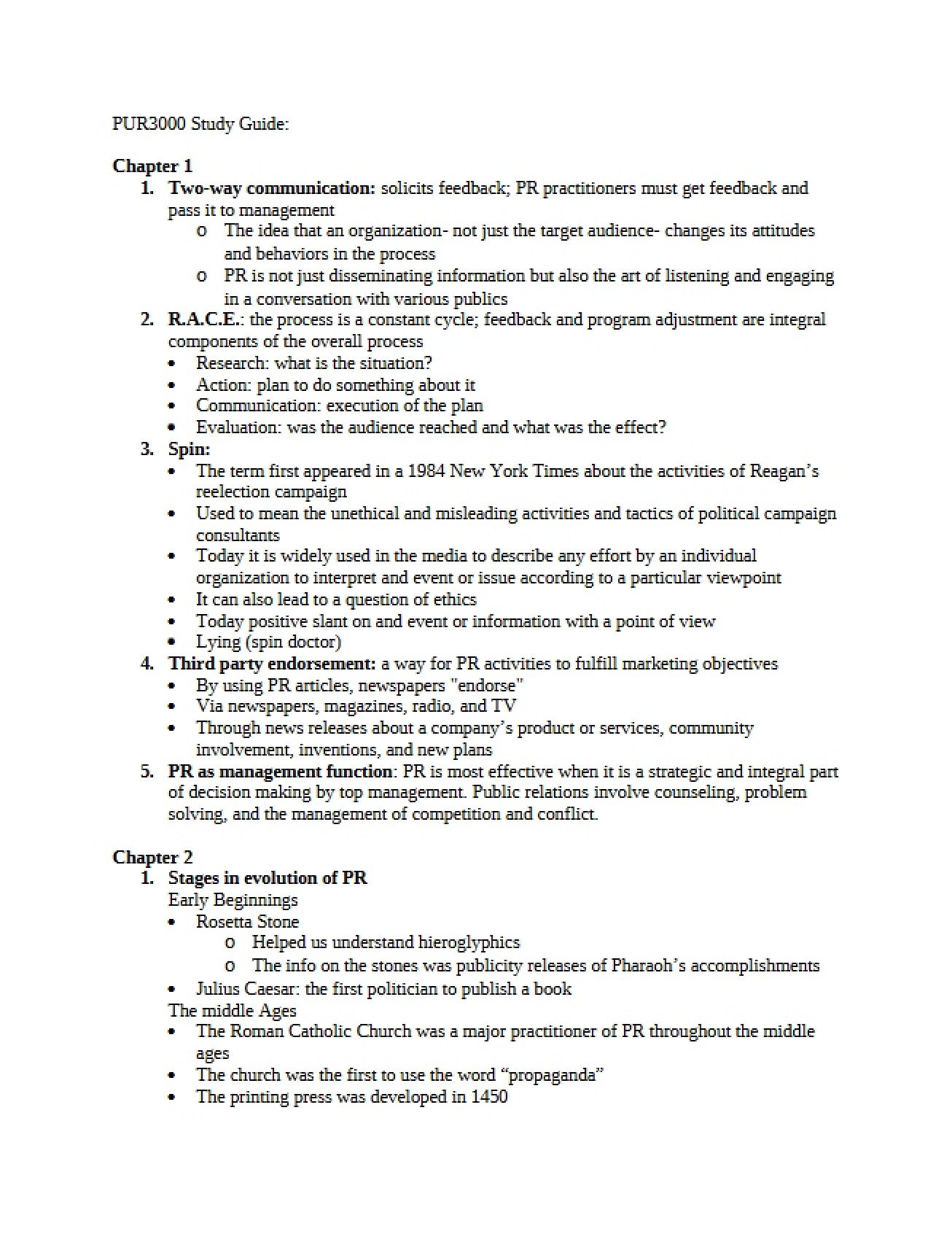 Class Study Guide
