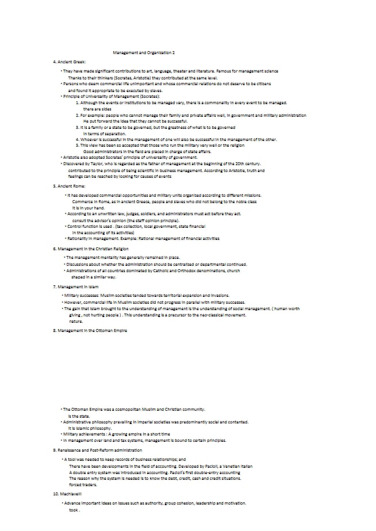 Organization and Management II