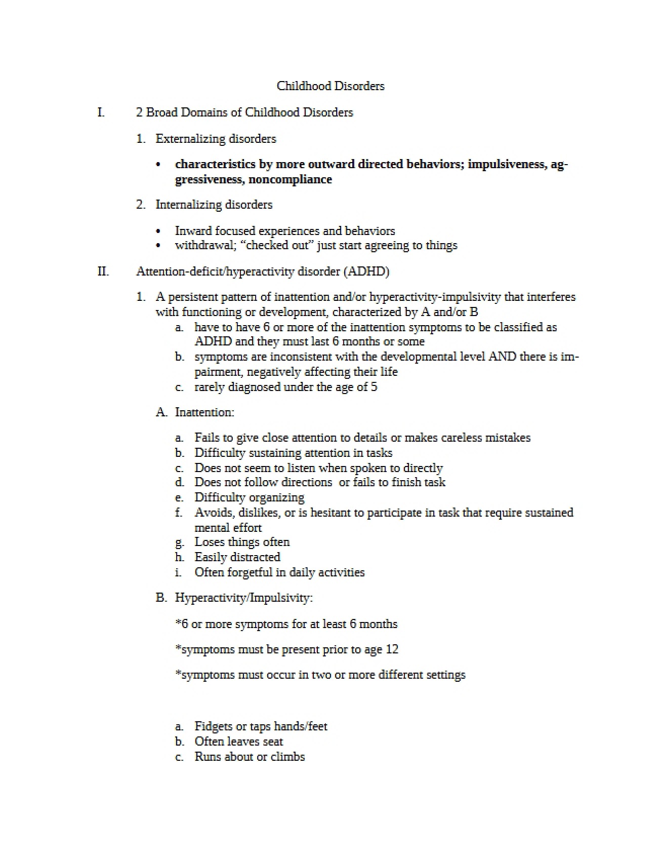 Disorders of Childhood