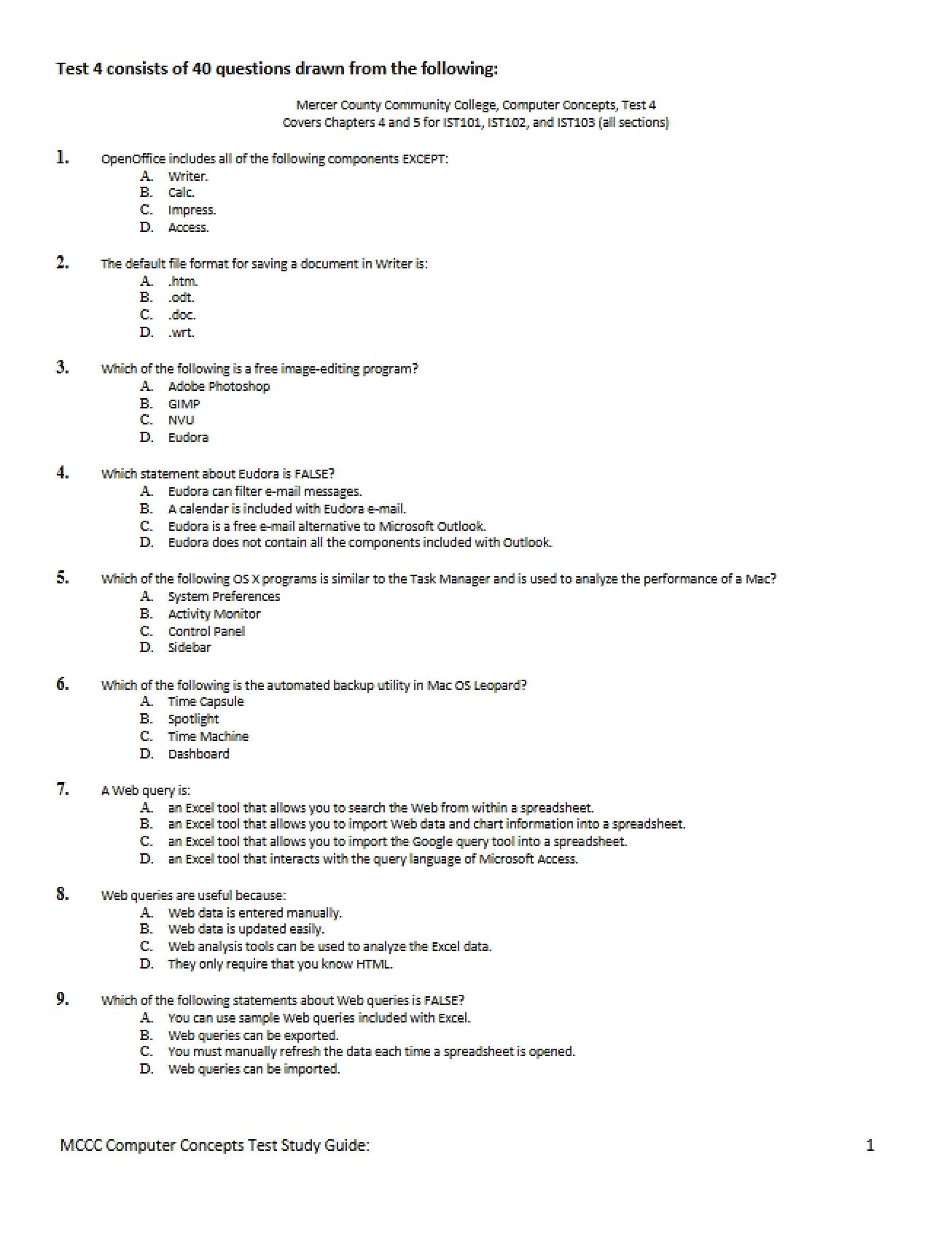 Test Four Study Guide