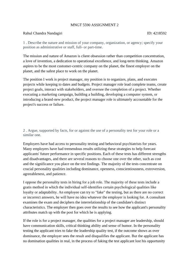 Personality Testing for Projects - Advantages and Disadvantages