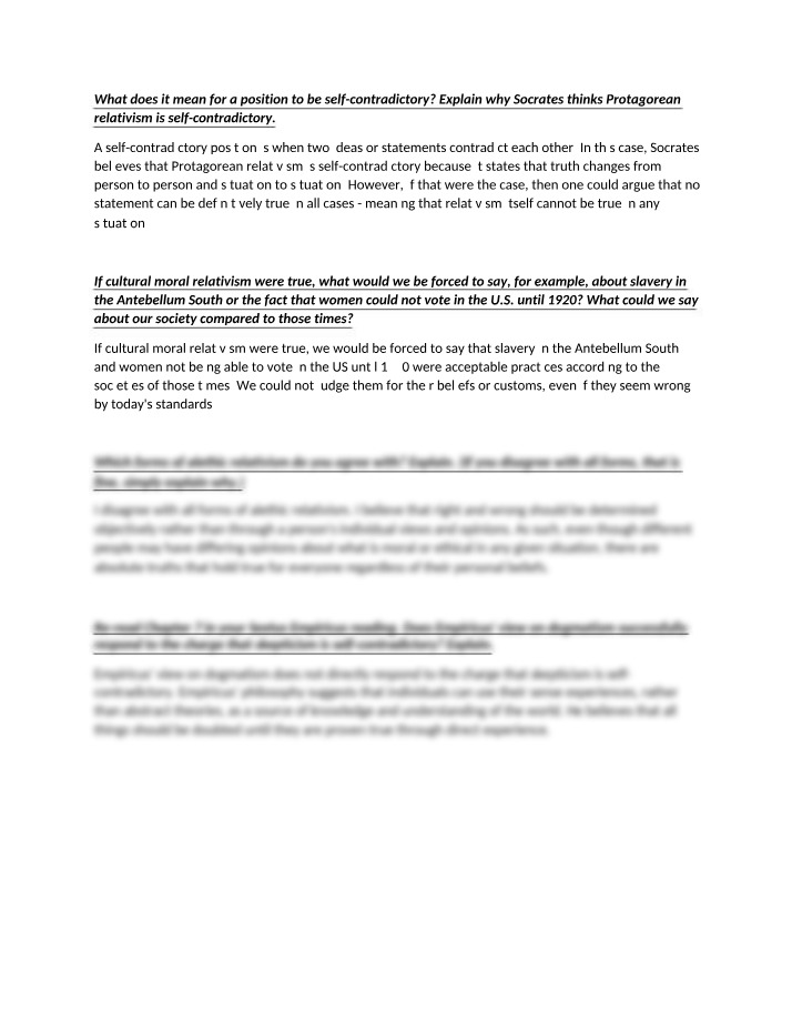Protagorean Relativism and its Self-Contradictory Nature