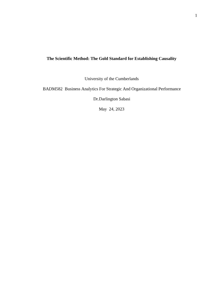 Scientific Method for Establishing Causality