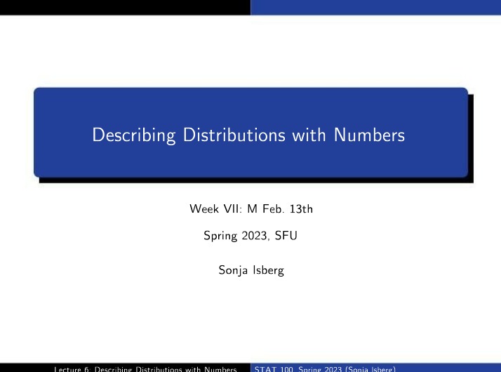Distributions Described with Numbers