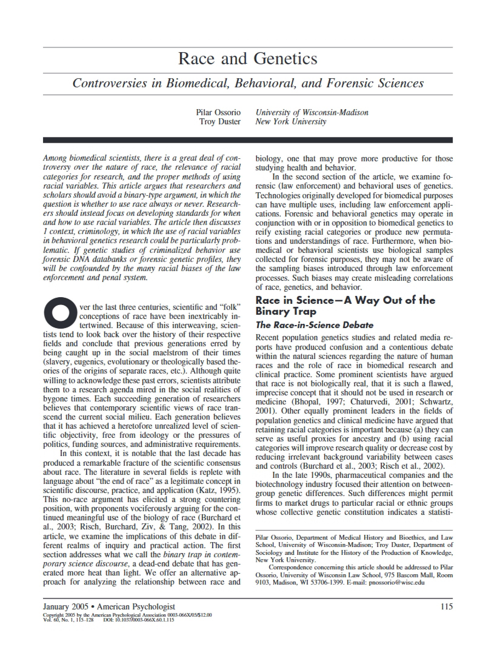Biomedical, Forensic, and Behavioral Science Controversies