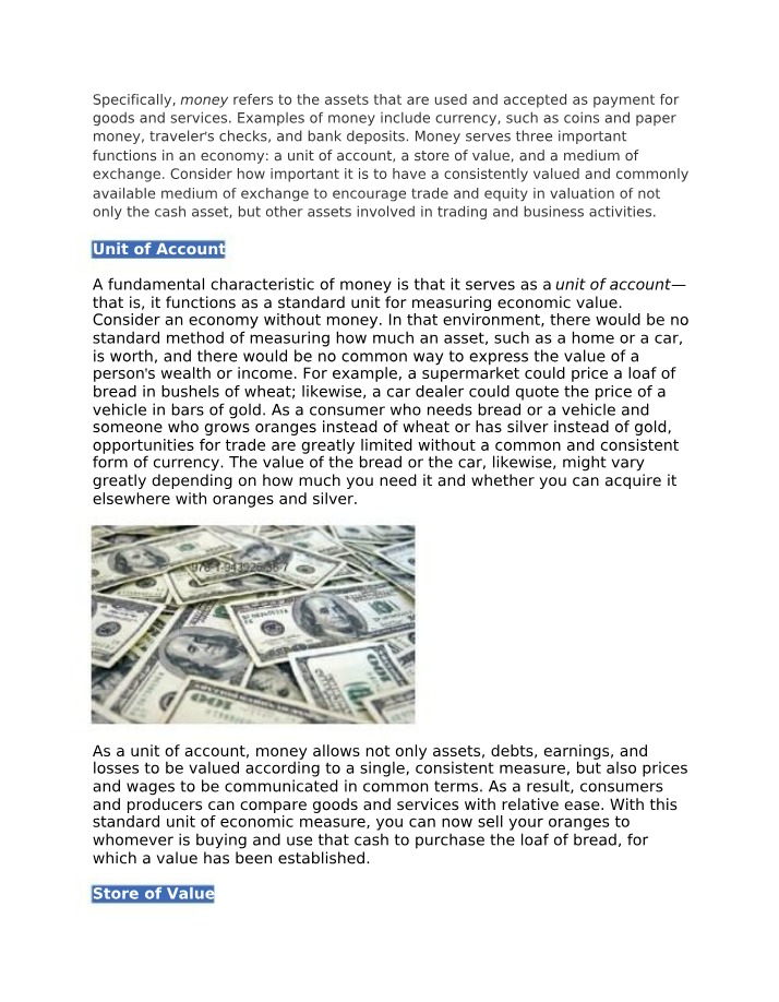 Money as an Exchange Medium