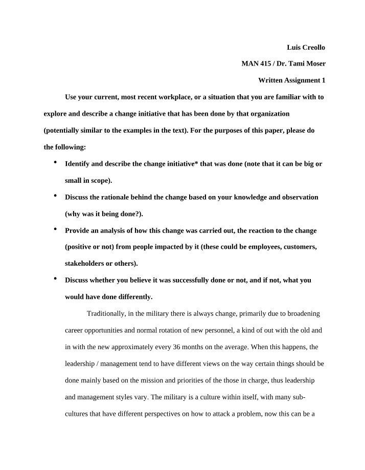 Advanced Management - Written Assignment 1