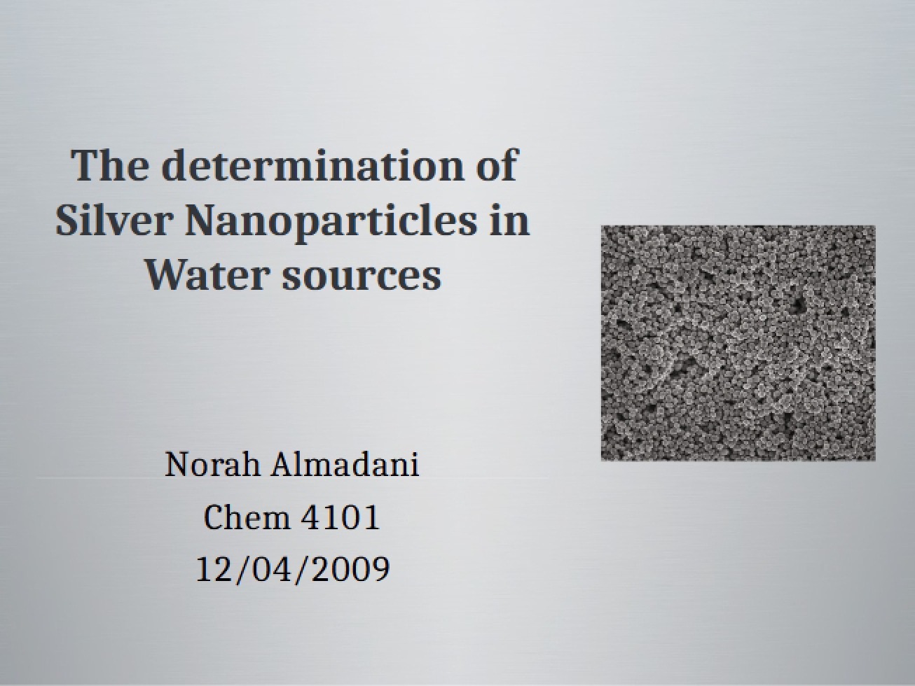 Water Source Silver Nanoparticle Determination