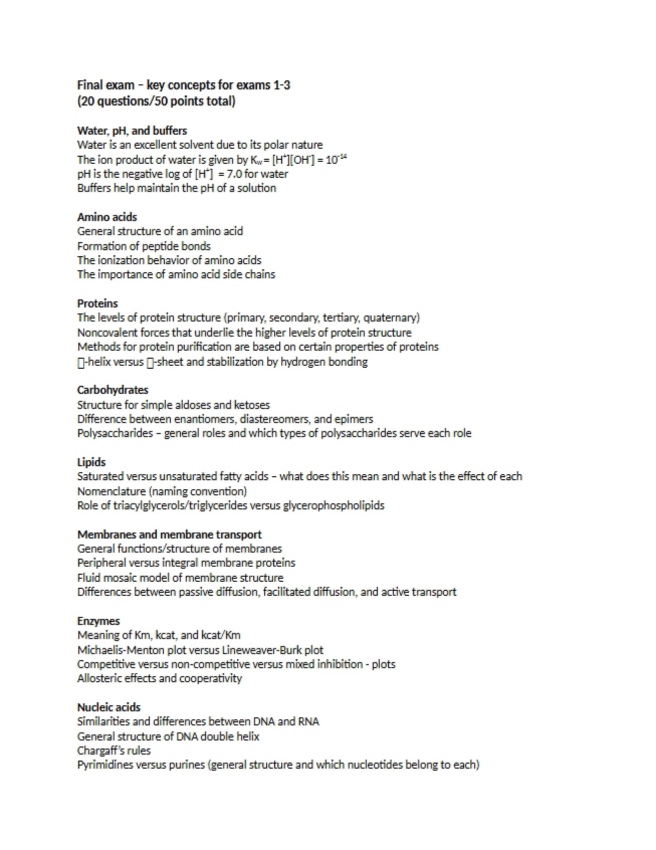 Cumulative Final Exam Study Guide