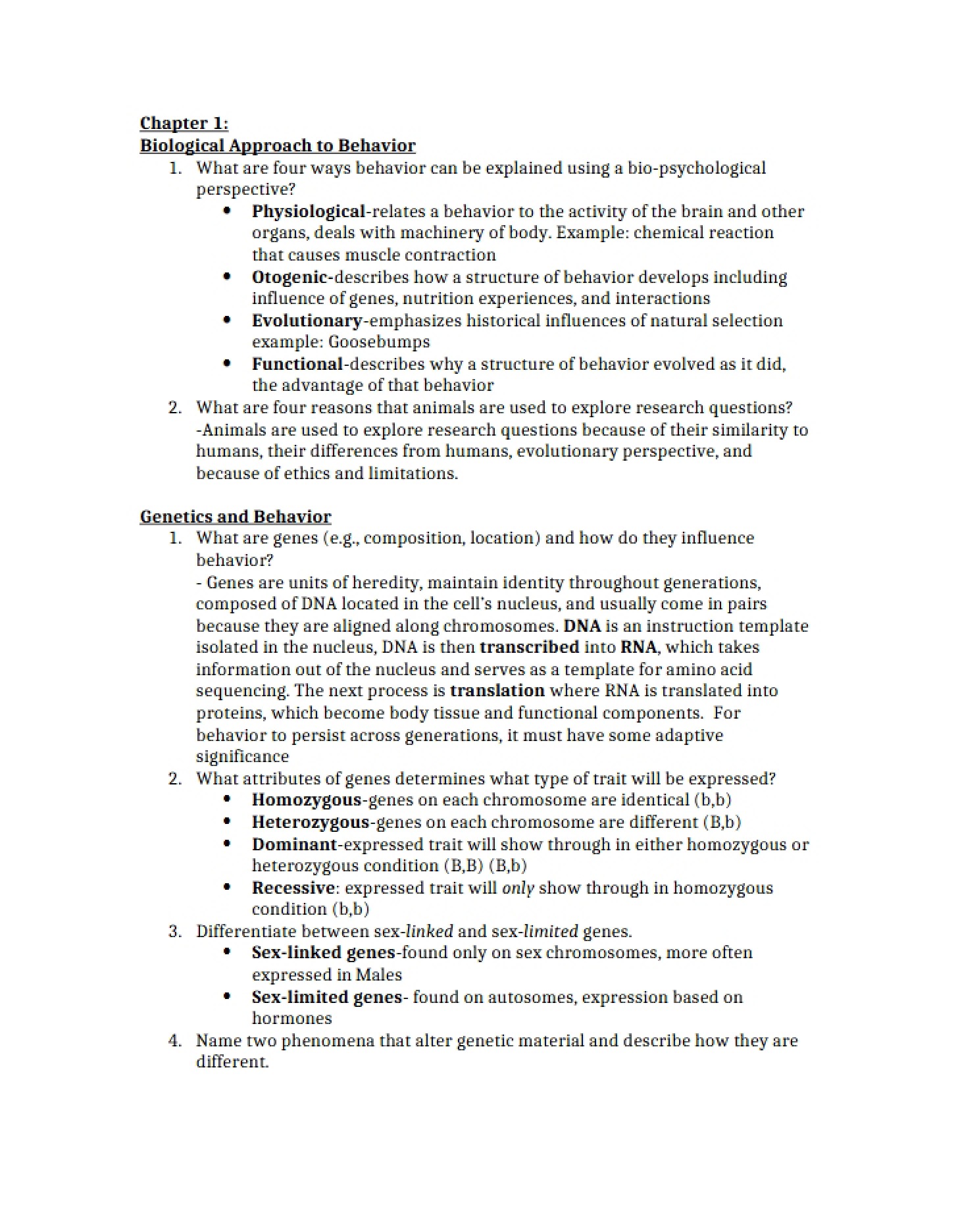 Behavior Biological Approach (Chap 1)