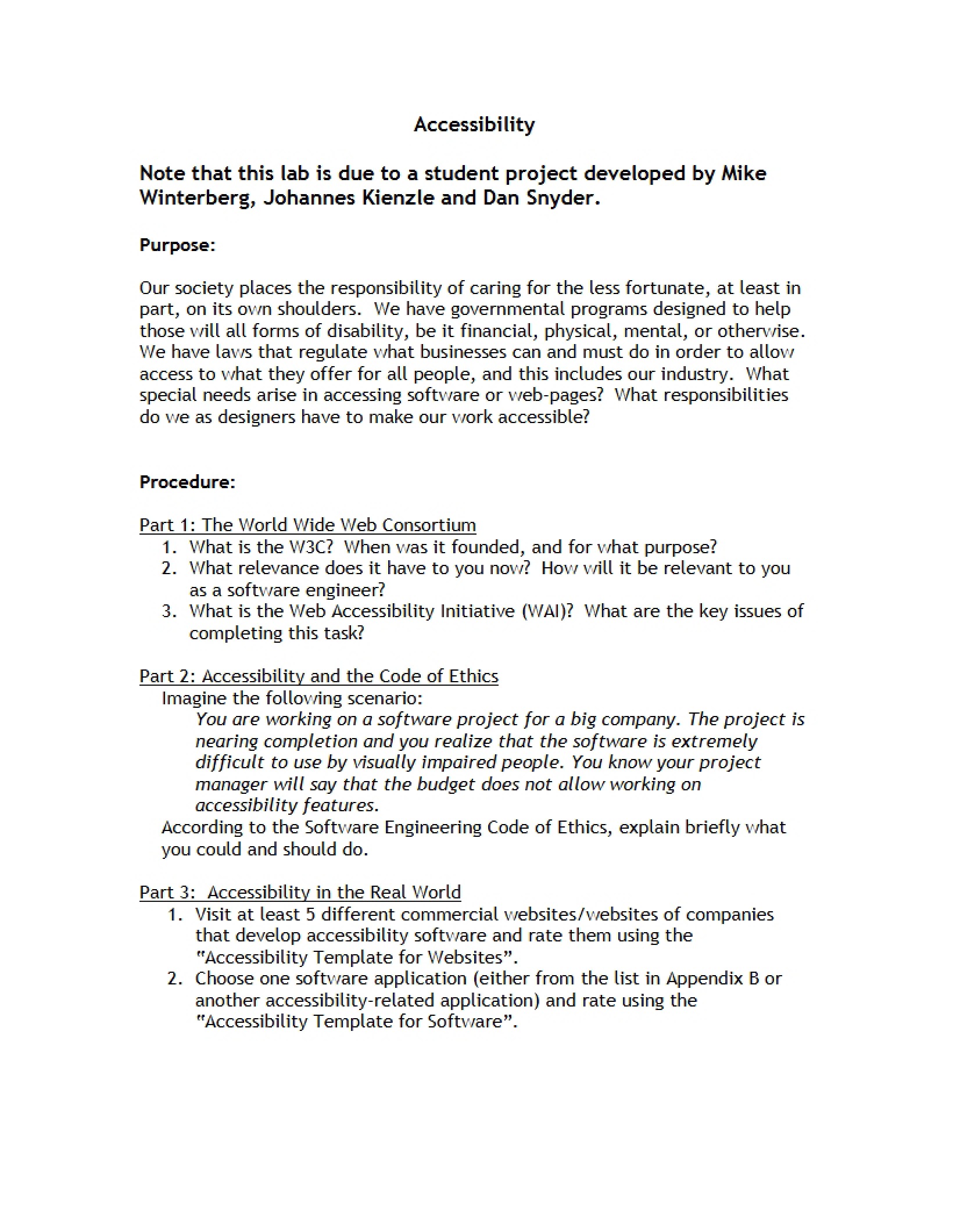 Lab on Software Accessibility