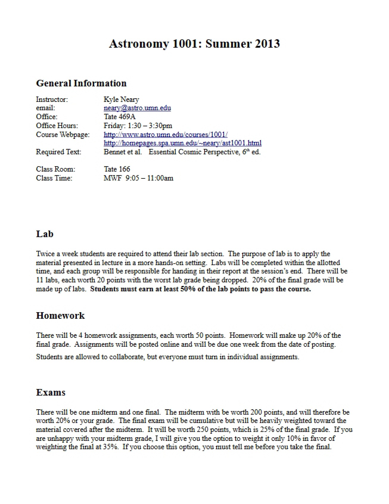 AST 1001 Syllabus