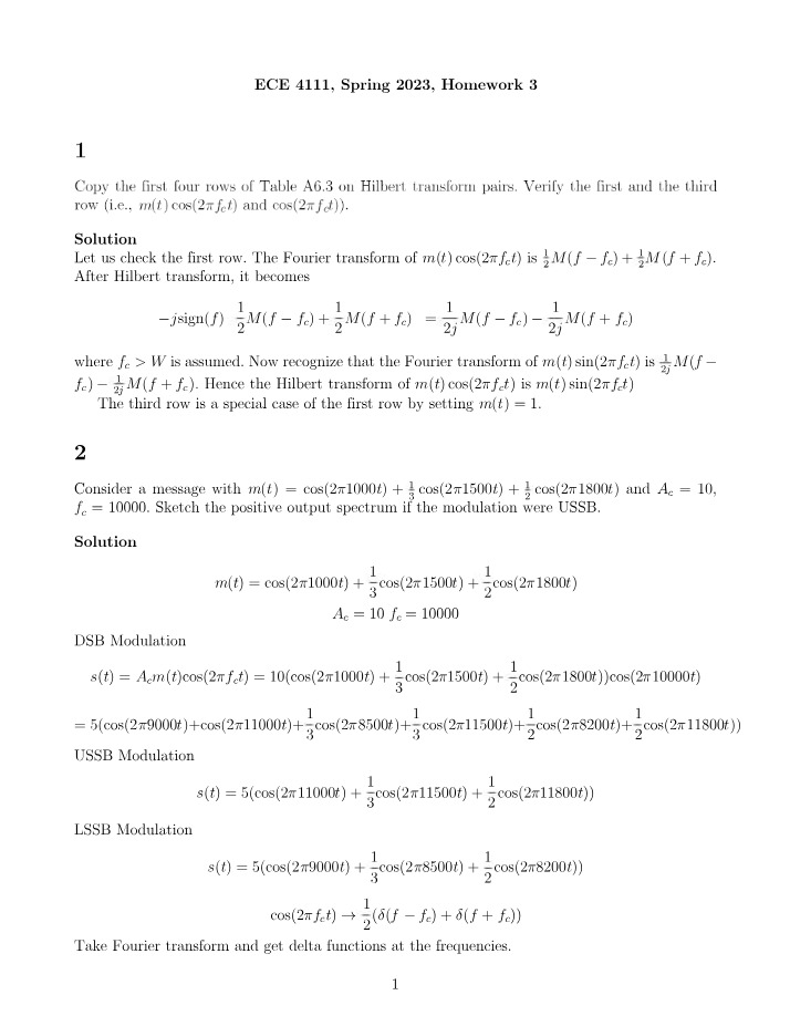 Hilbert Transform Pairs - Table A6.3