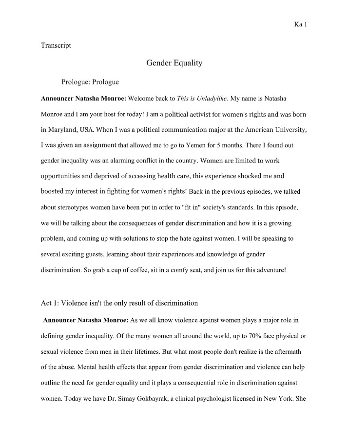 Effects of Gender Equality on Mental Health