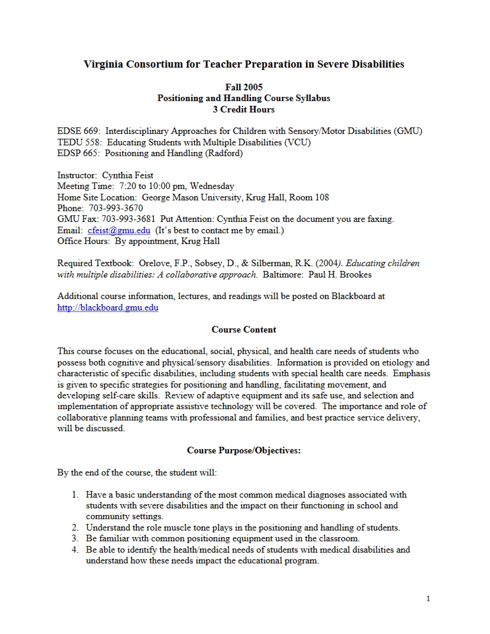 Interdisciplinary Approach for Children with Disabilities Syllabus