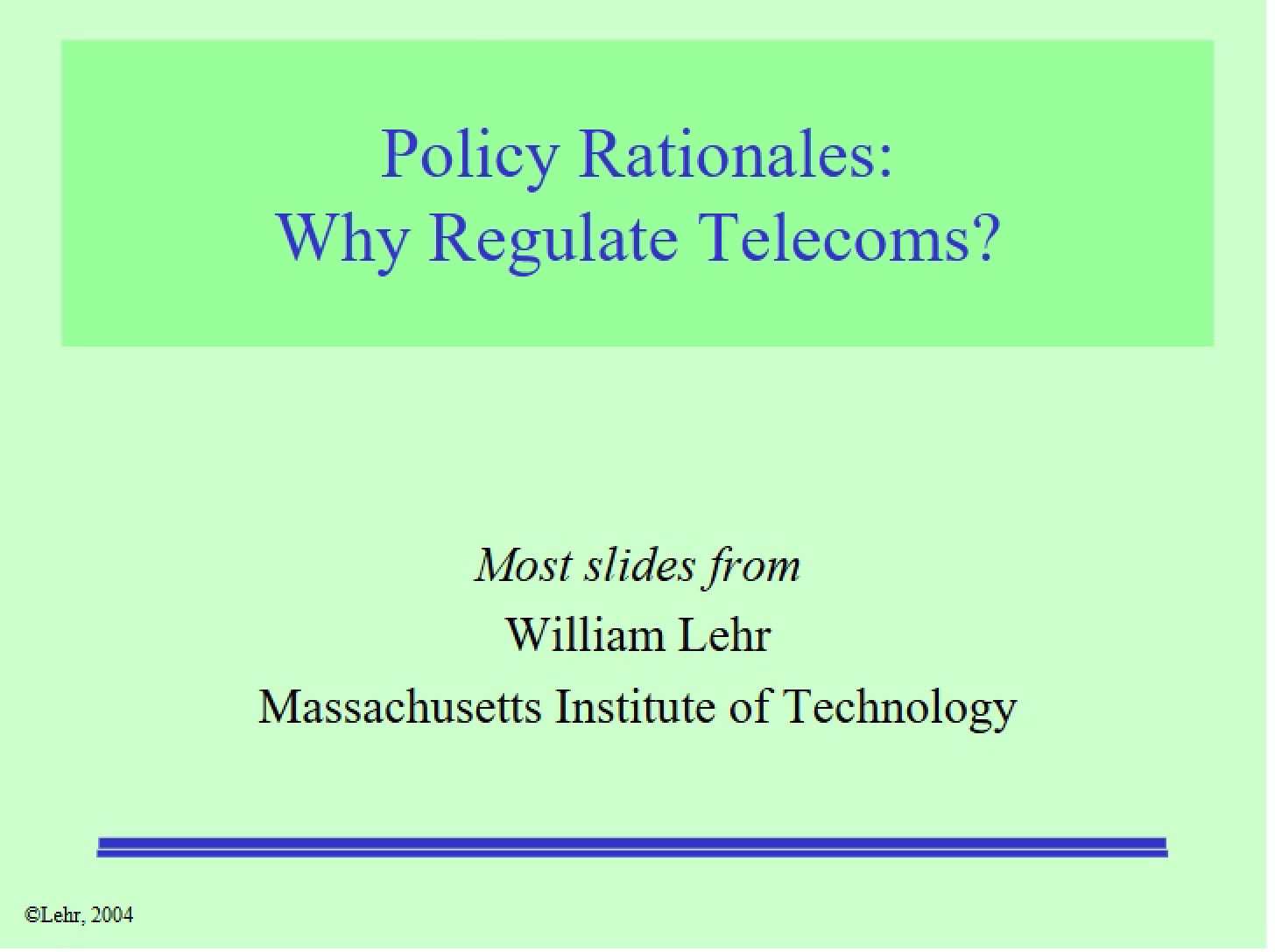 Telecom Regulation Policy Rationales