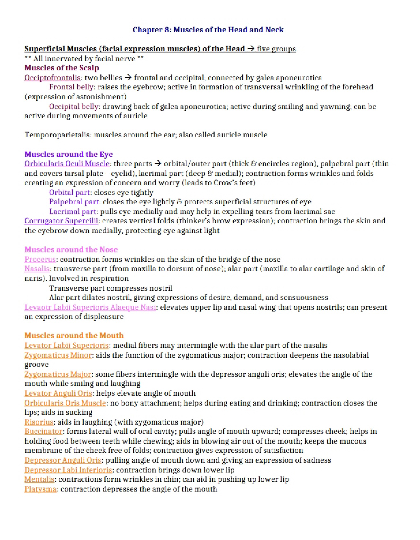 Head and Neck Muscles (Ch 8)