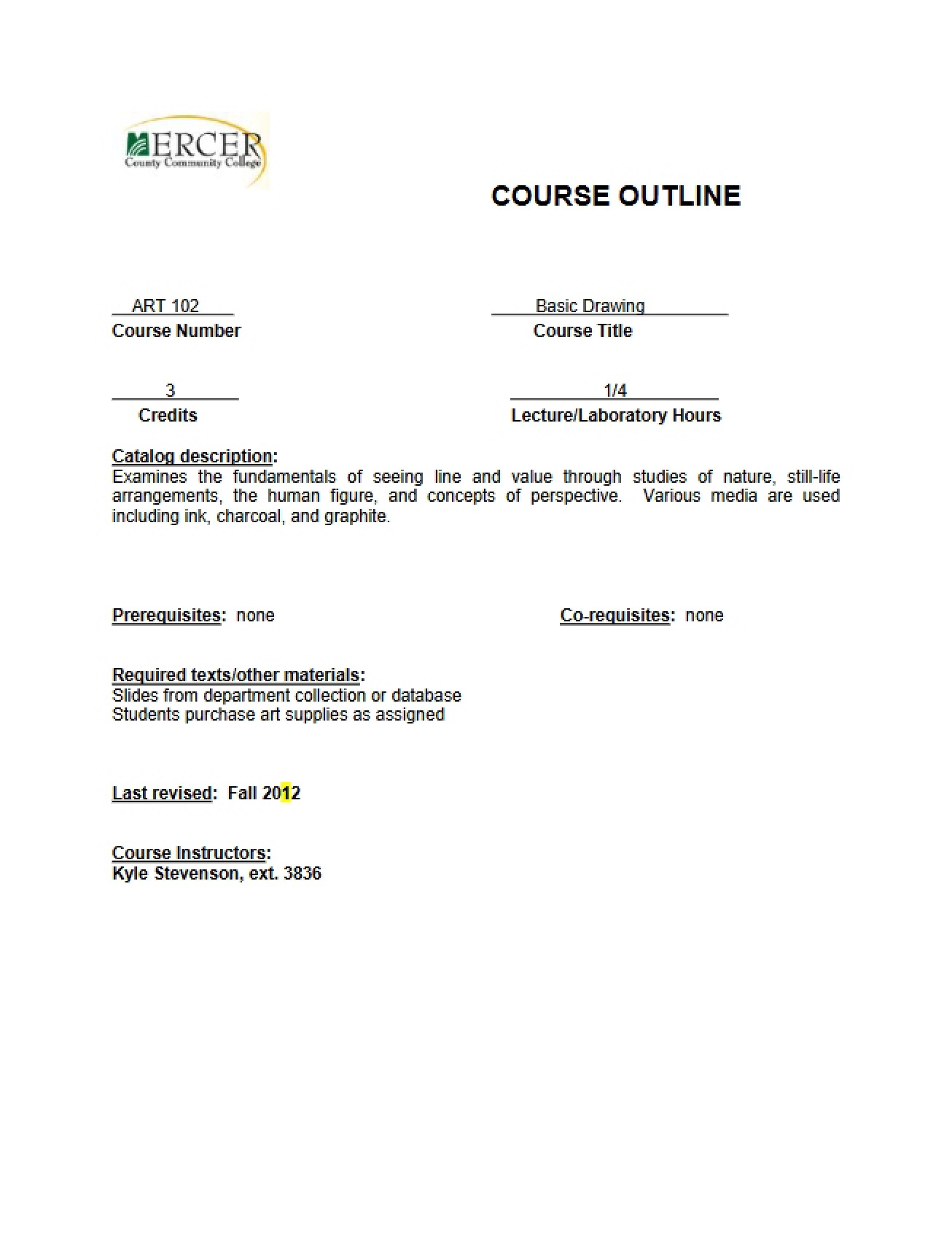 Basic Drawing Syllabus