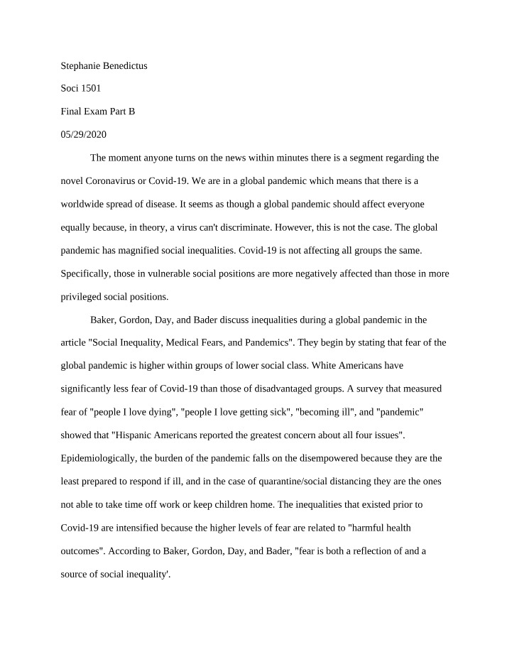 Impact of Covid-19 on Social Inequalities