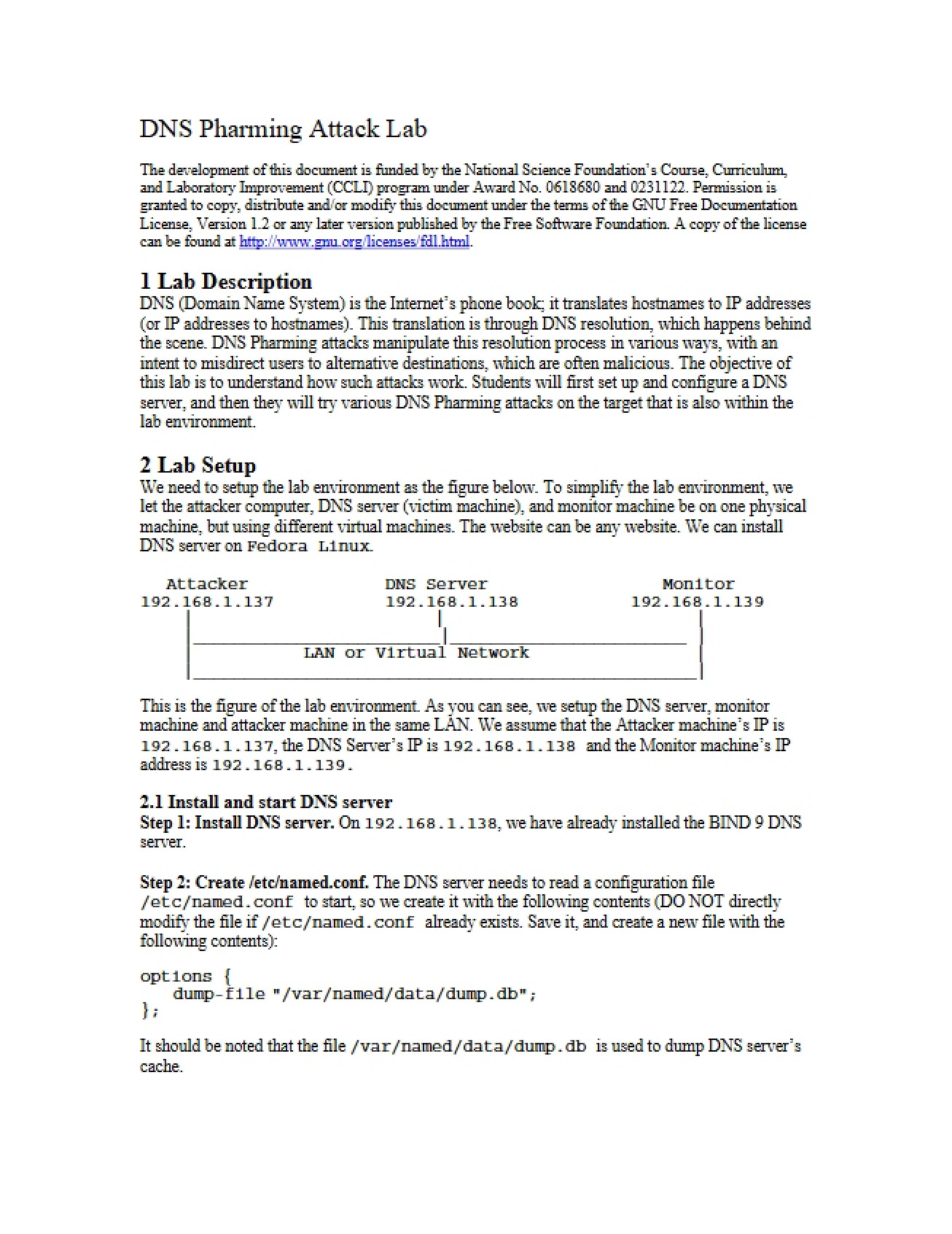 Lab DNS Pharming Attack