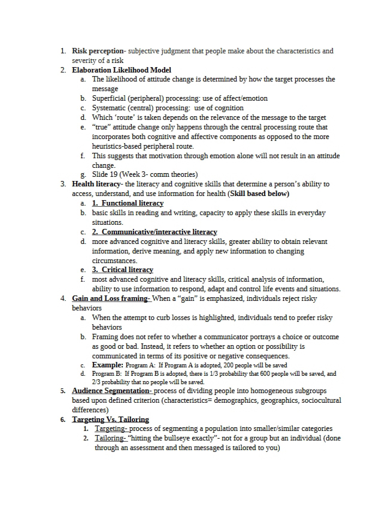 Health Communication Course Notes