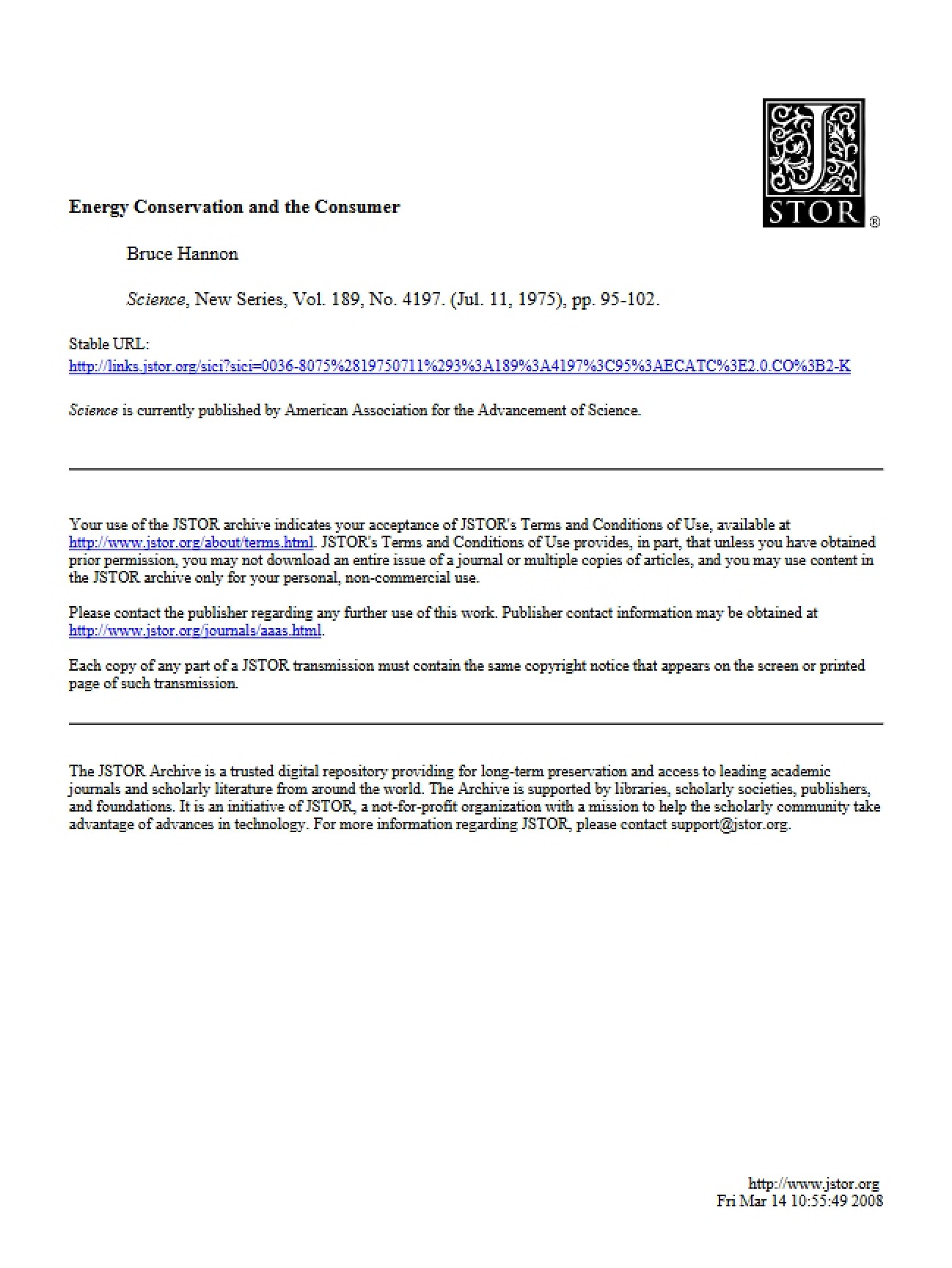 Consumer Energy Conservation