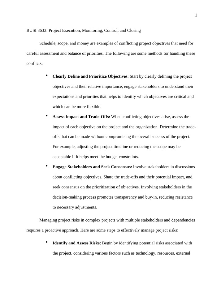Strategies for Handling Conflicting Project Objectives