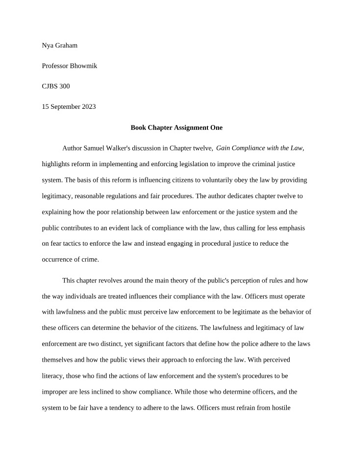 First Book Chapter Assignment
