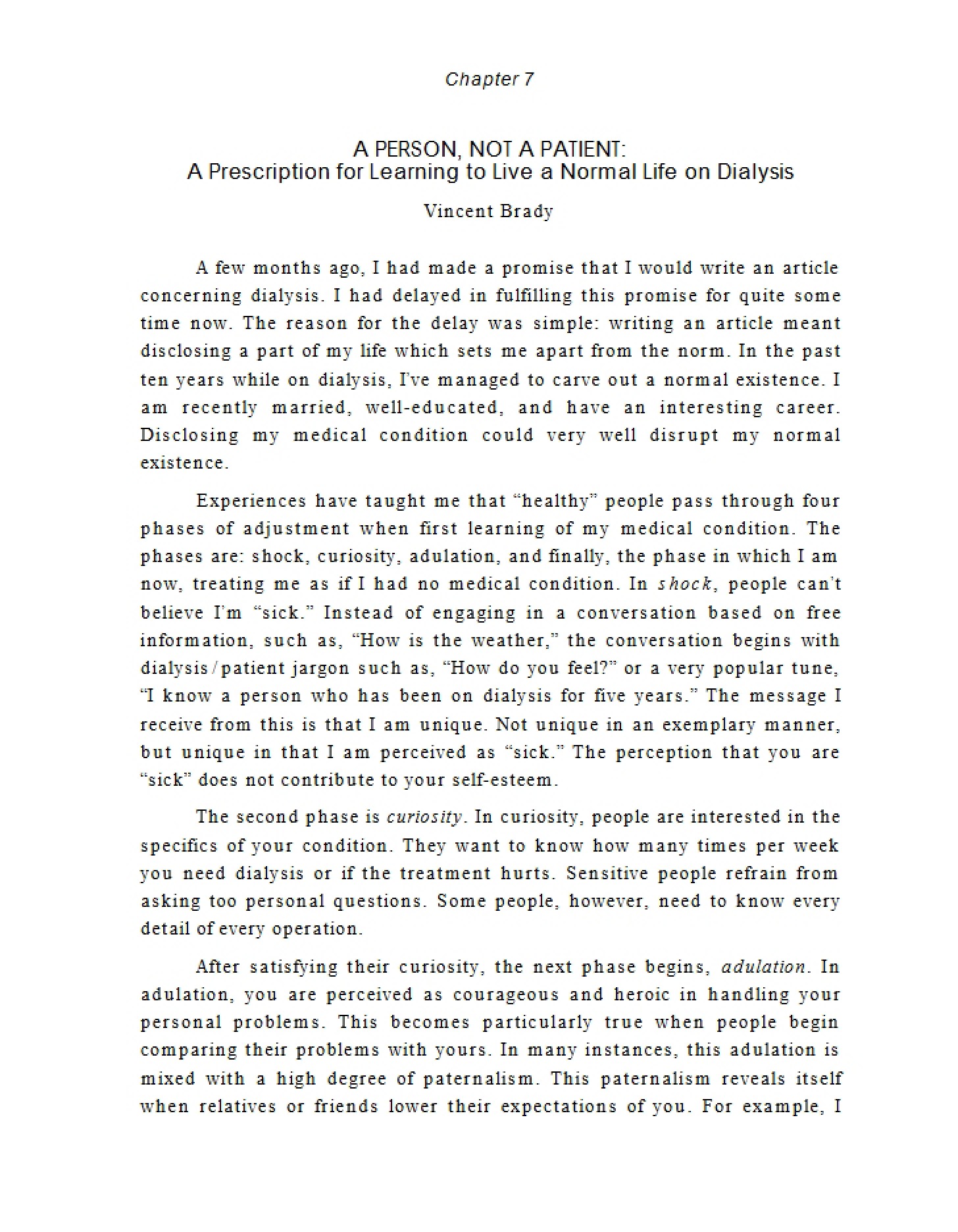Dialysis A Prescription for Normal Living