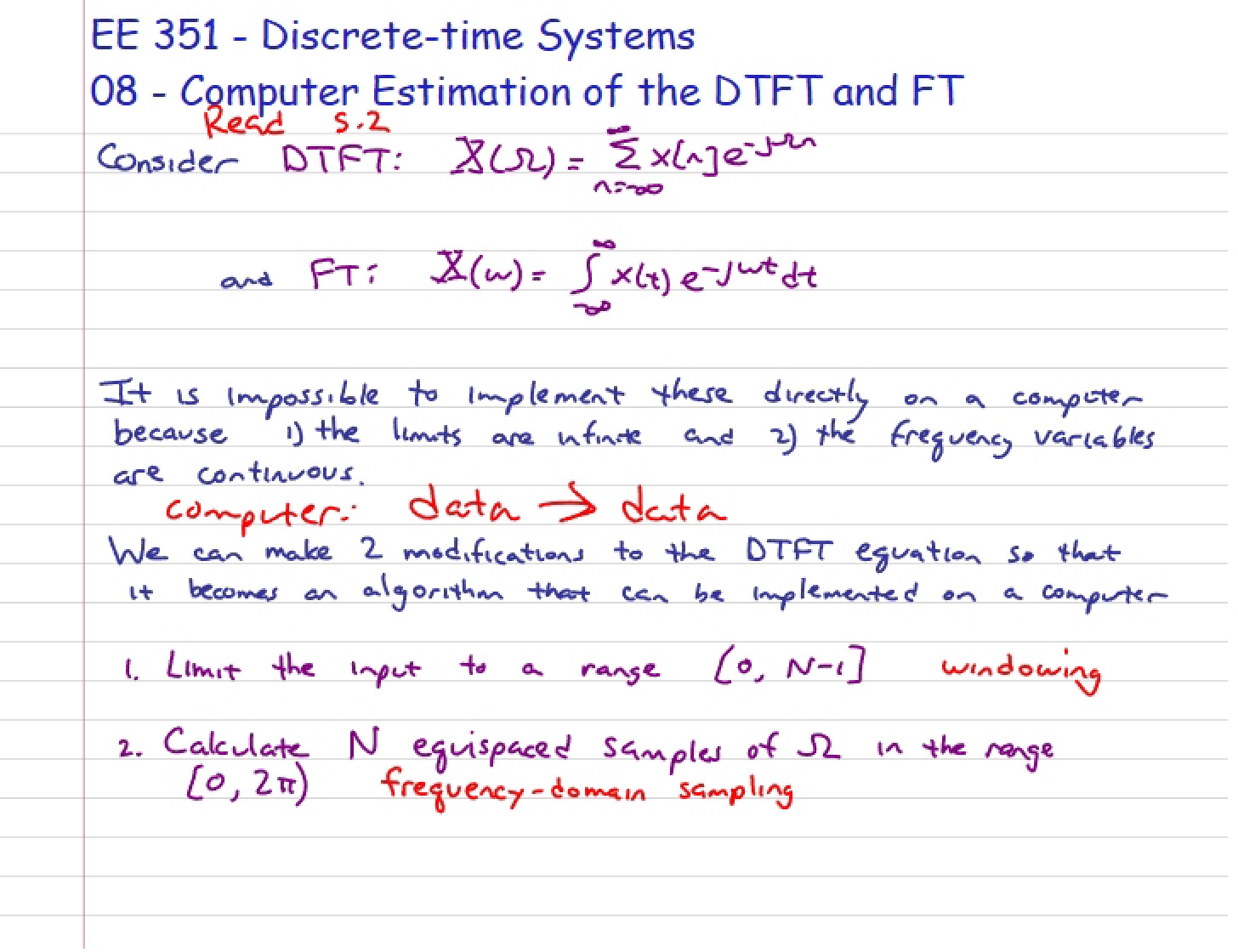 Estimating DTFT via Computer