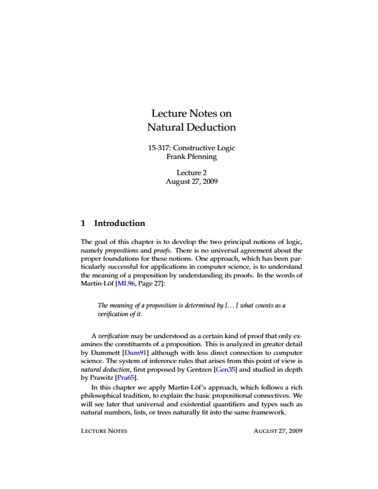 Natural Deduction Lecture Notes
