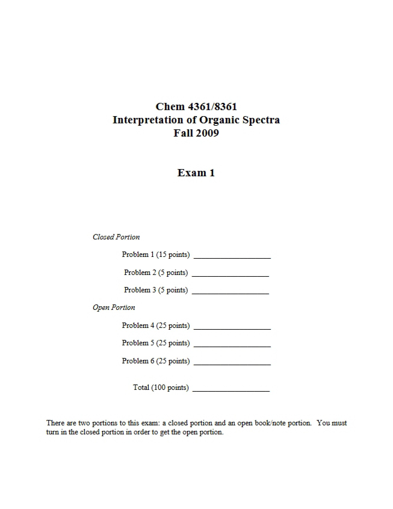 Organic Spectra Interpretation 1