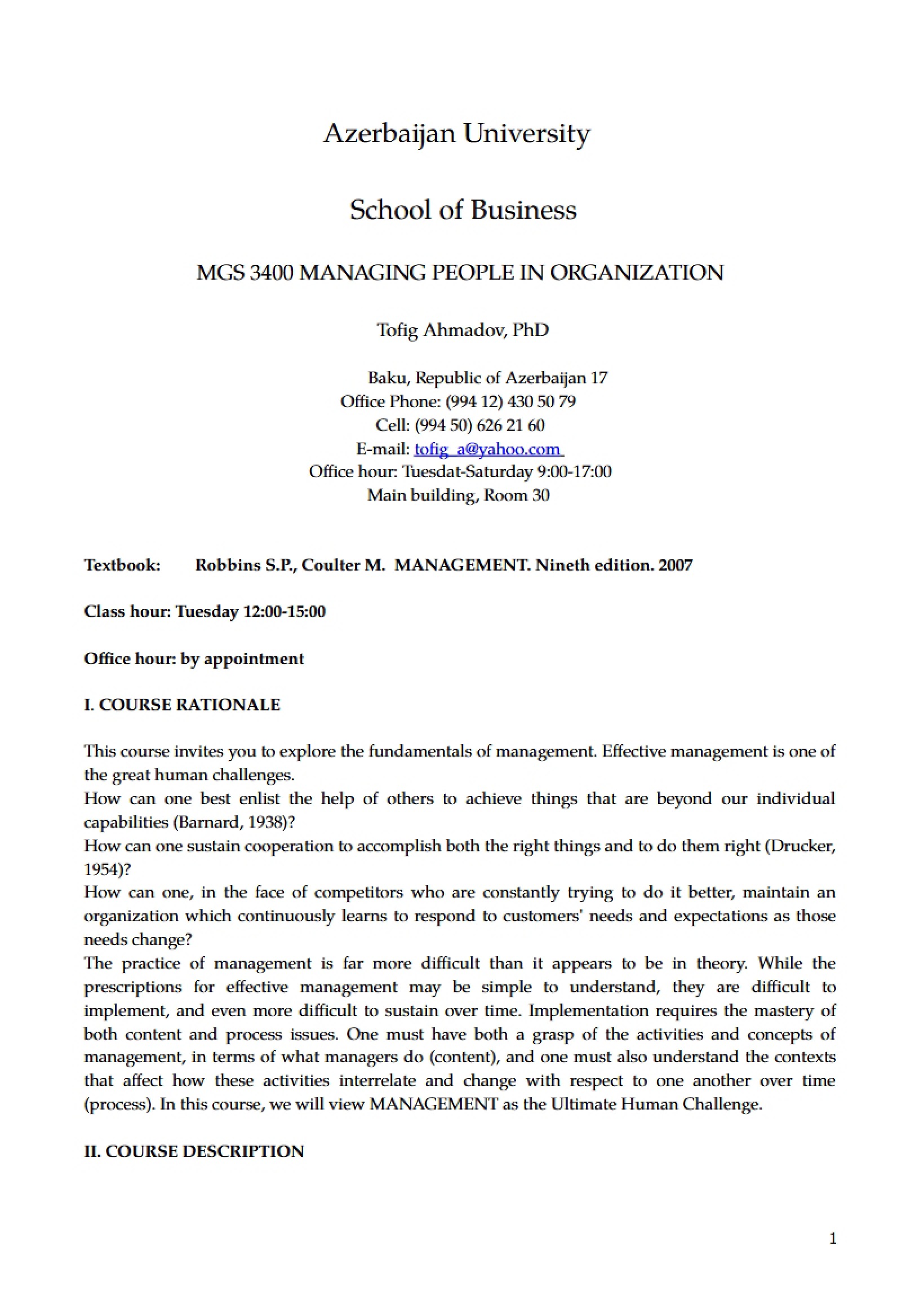 Tofiq Ahmadov - Managing People (MGS 3400)