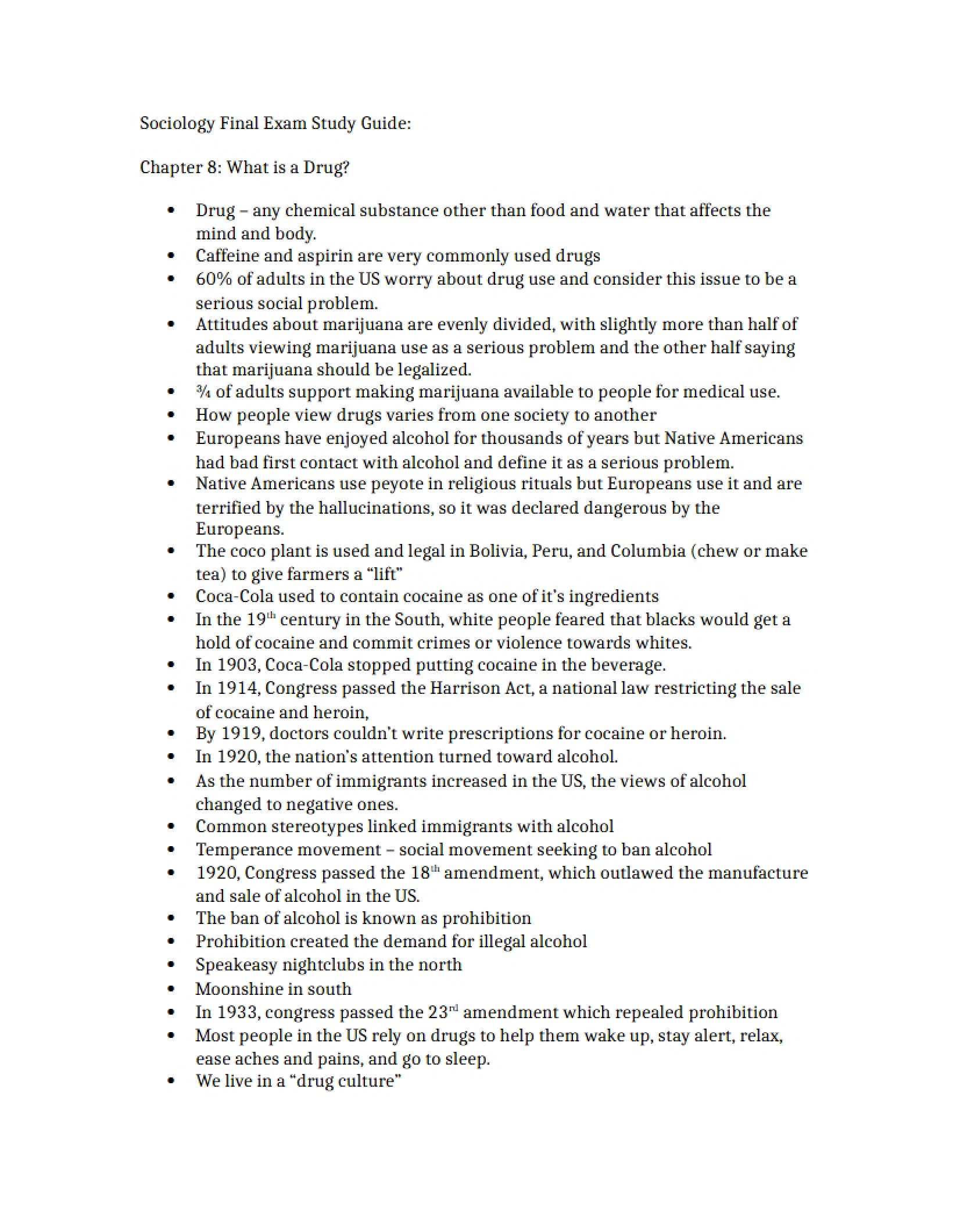 Final Exam Notes Chapter 8
